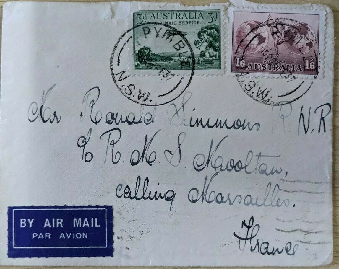 Australia 1937 Cover To Sailor in Royal Navy Reserve via France