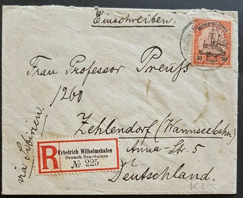 German New Guinea Colonies Germany 1910 registered cover Friedrich-Wilhelmshafen