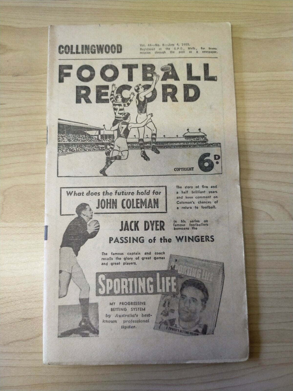 VFL 1955 June 4 Football Record Collingwood v Geelong