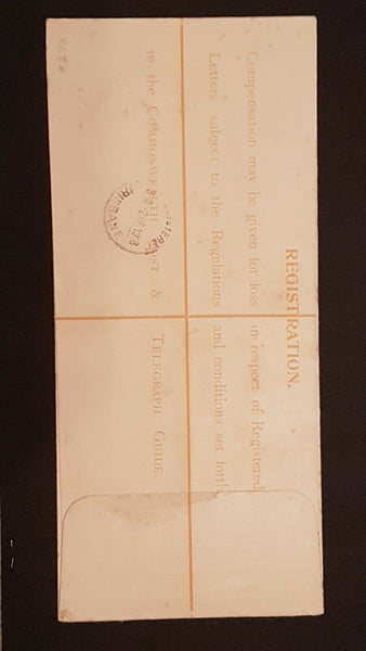 Australia 4d Kangaroo registered long envelope + 1d KGV ACSC RE2 spots