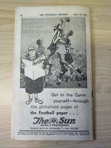 VFL 1955 April 23 Football Record North Melbourne v Collingwood