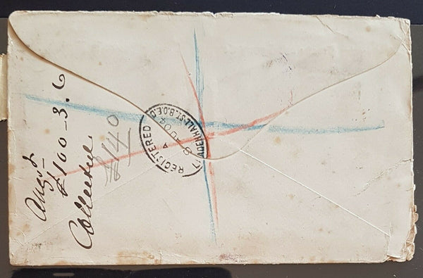 SA, GB, 5½d Registered 1904 cover readdressed to Notting Hill, per SS Gera