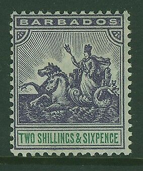 Barbados West Indies Caribbean SG 115 2s 6d violet and green Seahorses MLH