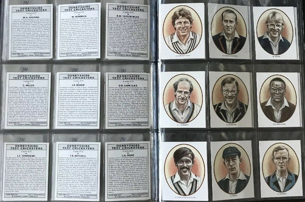 Derbyshire Test Cricketers Cards County Print Services Complete Set