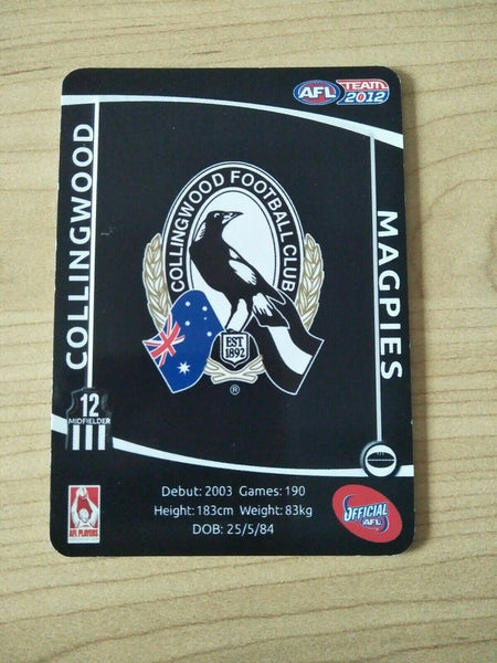 2012 AFL Teamcoach Prize Card Luke Ball Collingwood