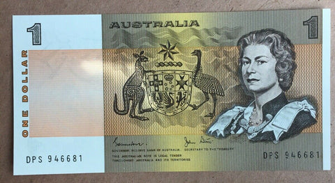 Australia 1982 R78L $1 Johnston/Stone Last Prefix Uncirculated