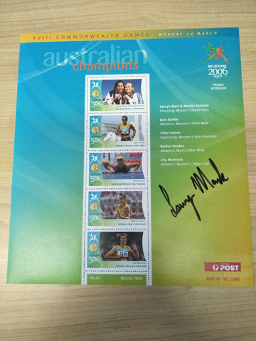 2006 XVIII Commonwealth Games Signed Stamp Sheet - Lauryn Mark