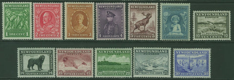 Newfoundland Canada SG 209/20 1932 KGV Set of 12 animals MH
