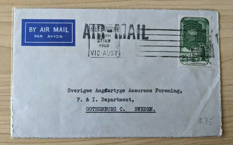 Australia Antarctic AAT 2/3 penguin air mail cover Melbourne - Gothenburg Sweden