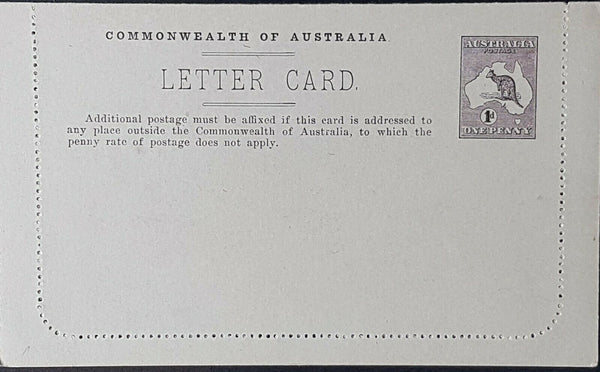 Australia Letter card 1d Kangaroo The Gorge Tasmania LC 14.55 d mint