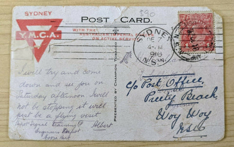 Australia WWI Military Mail Postcard Union Jack Champion Tobacco YMCA