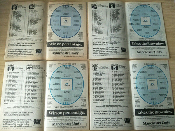 Lot Of 1988 VFL Football Records Collingwood Games x 21