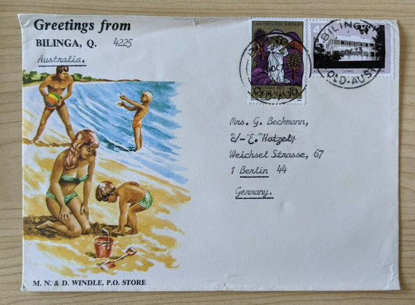 Australia - Germany 30c Xmas, 40c Como on Greetings cover  Bilinga Queensland