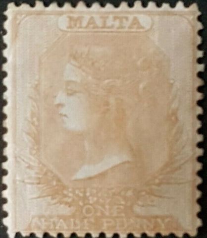 Malta ½d Queen Victoria no watermark Perf 14 mint SG 3 certificate