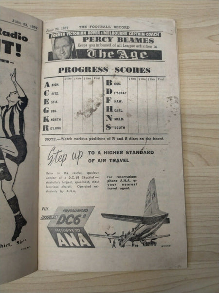 VFL 1957 June 22 Football Record Collingwood v Carlton