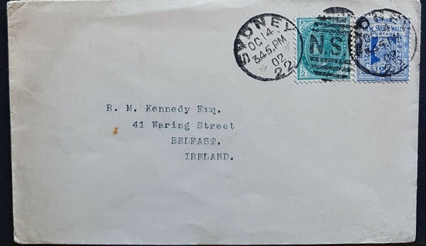 NSW - Ireland. Stamp dealer mail carried on Irish Travelling Post Office train