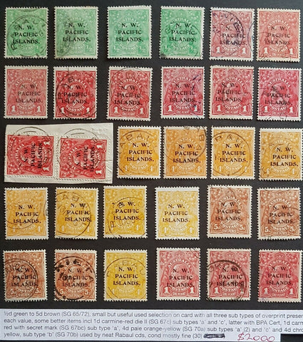 NWPI New Guinea on Australia KGV SG 65-72. 30 different used. See detailed list