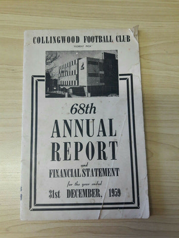 VFL 1959 Collingwood Football Club 68th Annual Report Financial Statement