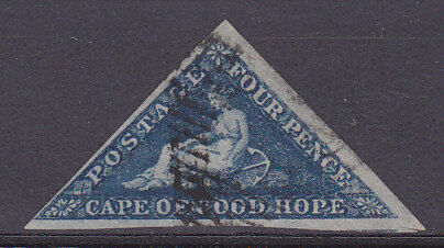 Cape of Good Hope SG 6 4d deep blue/white paper Triangle Used Stamp
