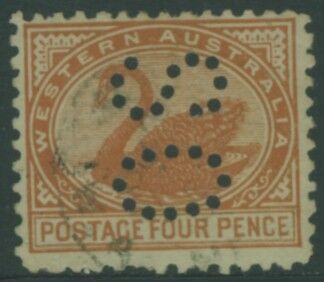 WA Western Australia Australian States SG 154 4d yellow-brown Swan birds perforated OS Used