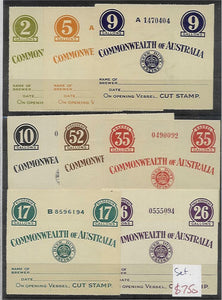 Australia revenues1947 Beer Duty set of 8 values (2 gallons to 52 gallons) Mint