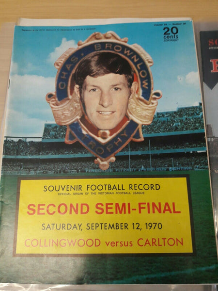 VFL 1970 Football Record Second Semi Final September 12 Collingwood v Carlton