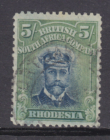 Rhodesia SG 238 5/- blue and yellow-green Admiral KGV mint