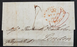 NSW Pre stamp ship letter Sydney My 30 1844 to London 2 Je 1844