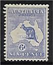 Australia SG 9 6d Ultramarine Kangaroo 1st Watermark animal map MLH