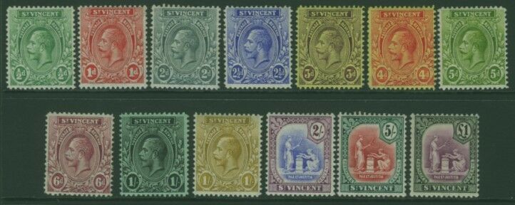 St Vincent West Indies Caribbean SG 108/20 KGV Set of 13 MLH