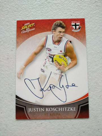 2008 Select AFL Champions Foil Signature Card Justin Koschitzke St Kilda