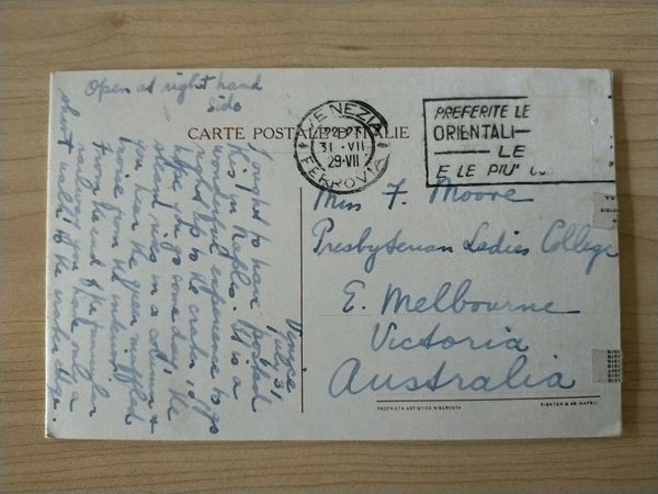 Italy 1929 Vintage Postcard Mount Vesuvius & Railway Double Postcard