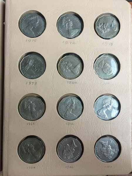 Fiji Decimal 20 & 50 Cents 1969-2009 in Dansco Supreme Album. Superb Condition.