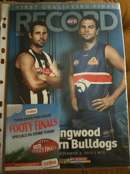 2010 1st Qualifying Final AFL Football Record Collingwood v Western Bulldogs