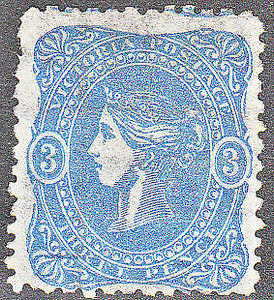 Victoria Australian States SG 90a 3d Bright blue Beaded Oval Mint no gum