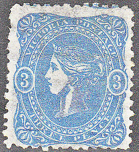 Victoria Australian States SG 90a 3d Bright blue Beaded Oval Mint no gum