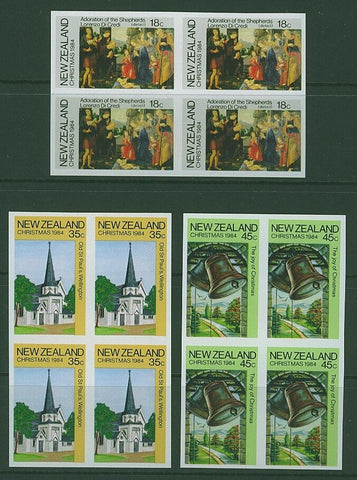 NZ New Zealand SG 1349-51 1984 Christmas imperf set in unique block of 4 MUH