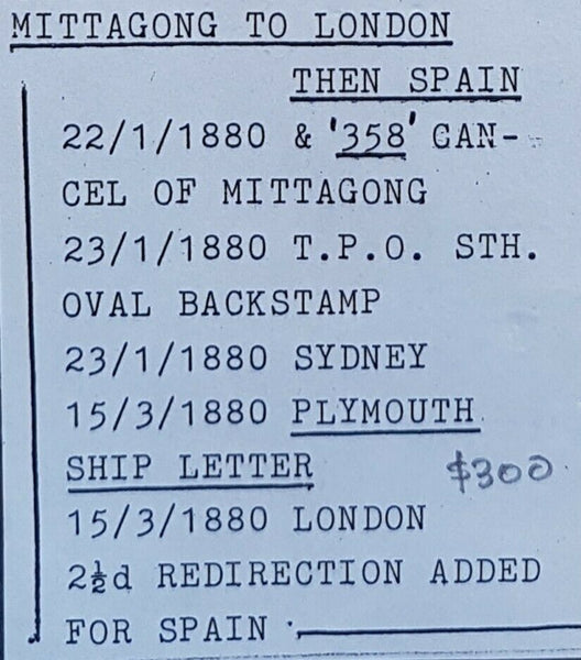 NSW GB Spain. 1880 cover Mittagong - Sydney -London- Seville.