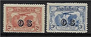 Australia SG 0123/4 Kingsford Smith 2d 3d overprinted OS  MUH Set of Stamps