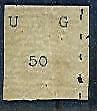 Uganda SG 5 50c Cowrie Wide letters. Wide stamps. Usual faults. Rare