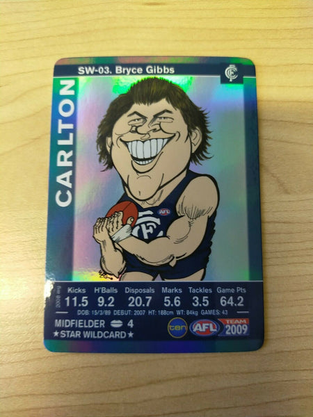 2009 Teamcoach Star Wildcard Printing Error Card Bryce Gibbs Carlton