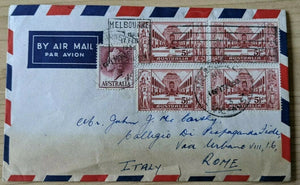 Australia 1956 4x 5½d War Memorial  Commercial Air Mail Melbourne - Vatican