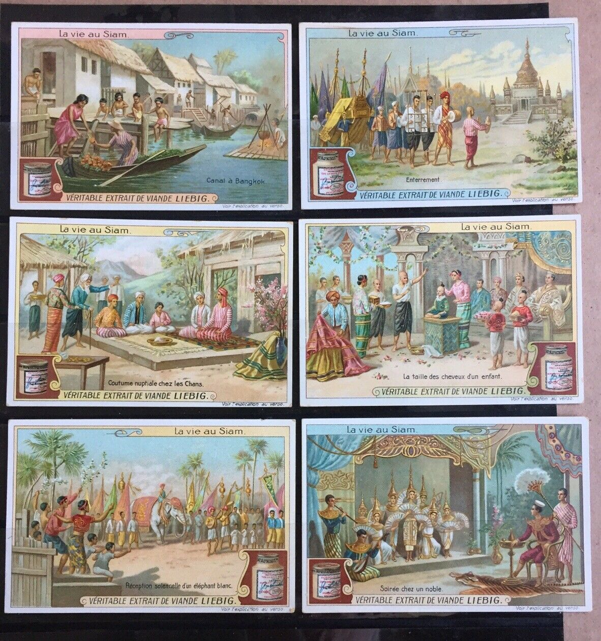 Thailand Set of Liebig  “La vie au Siam”  Trade Cards