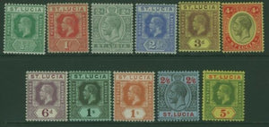 St Lucia West Indies Caribbean KGV SG 78/88 Set to 5s MLH