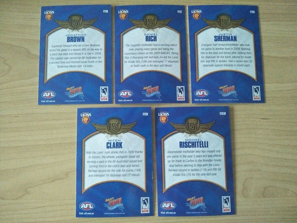 2010 Select Champions Gold Force Signature Team Set Of 5 Cards Brisbane Lions