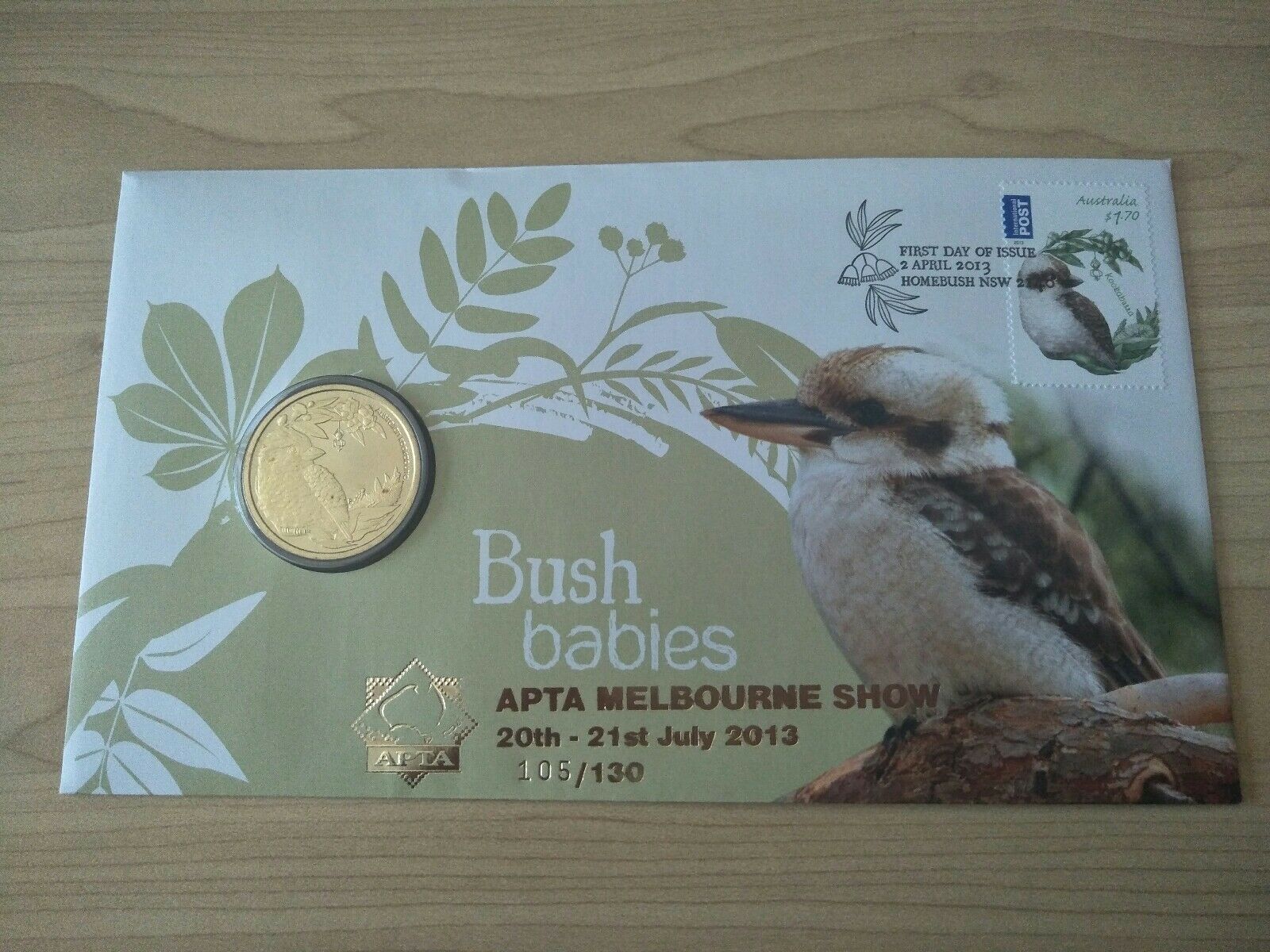 2013 Australian $1 Bush Babies Kookaburra PNC APTA Melbourne Show Overprint