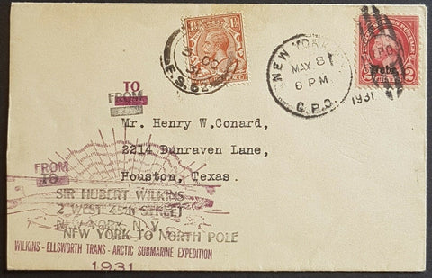 Arctic 1931 Wilkins Ellsworth GB USA Arctic flight and North Pole submarine cover.