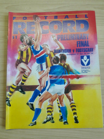 Prelim Final Hawthorn Vs Footscray Footy Record September 21 1985