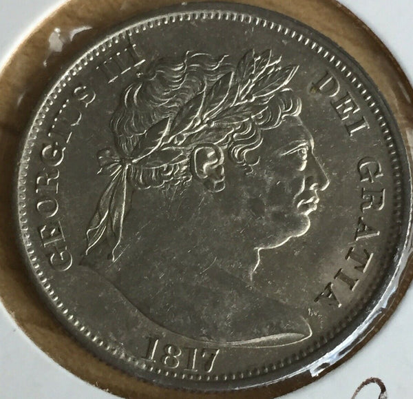 UK Great Britain George 111, 1817 Half Crown Coin