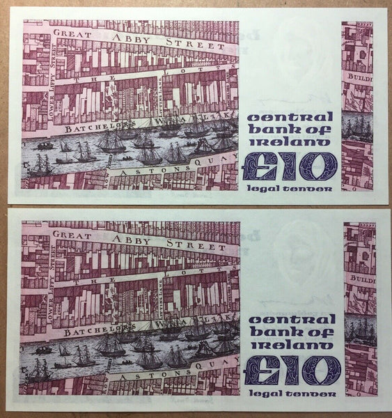 Ireland Banknote, Republic, 1978 10 Pounds Consecutive Pair